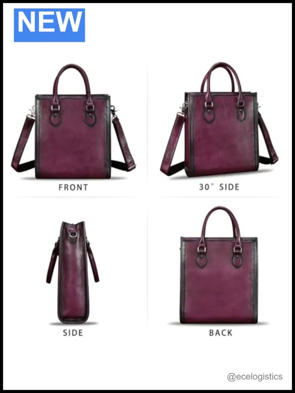 Genuine Leather Vintage Satchel Handbag Women Purse Shoulder Tote